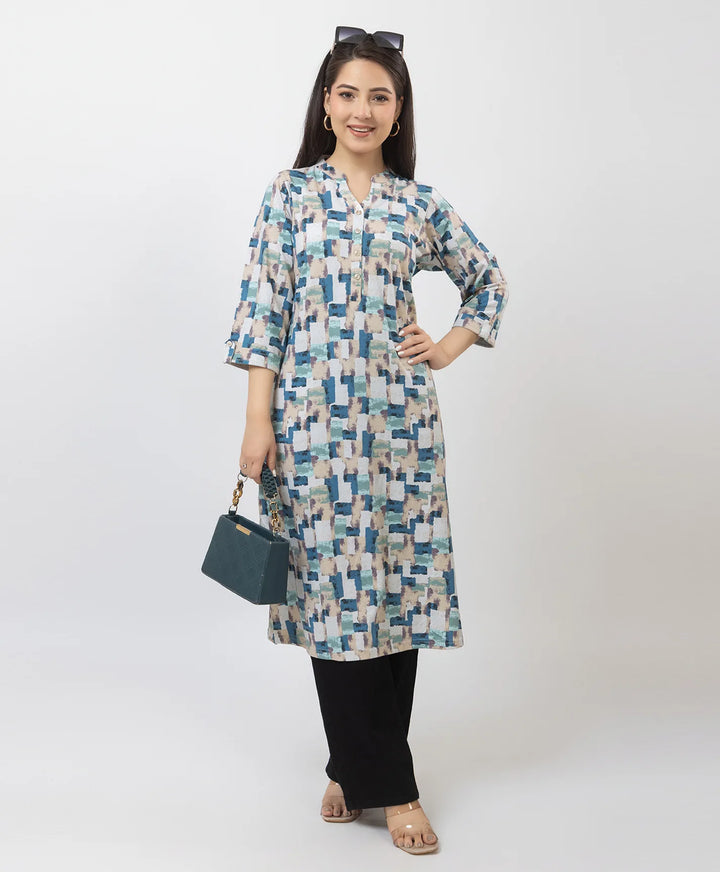 Elegant Printed Straight Fit Long Kurti
