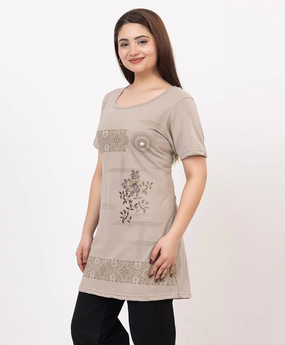 Casual Grace Printed Long Top