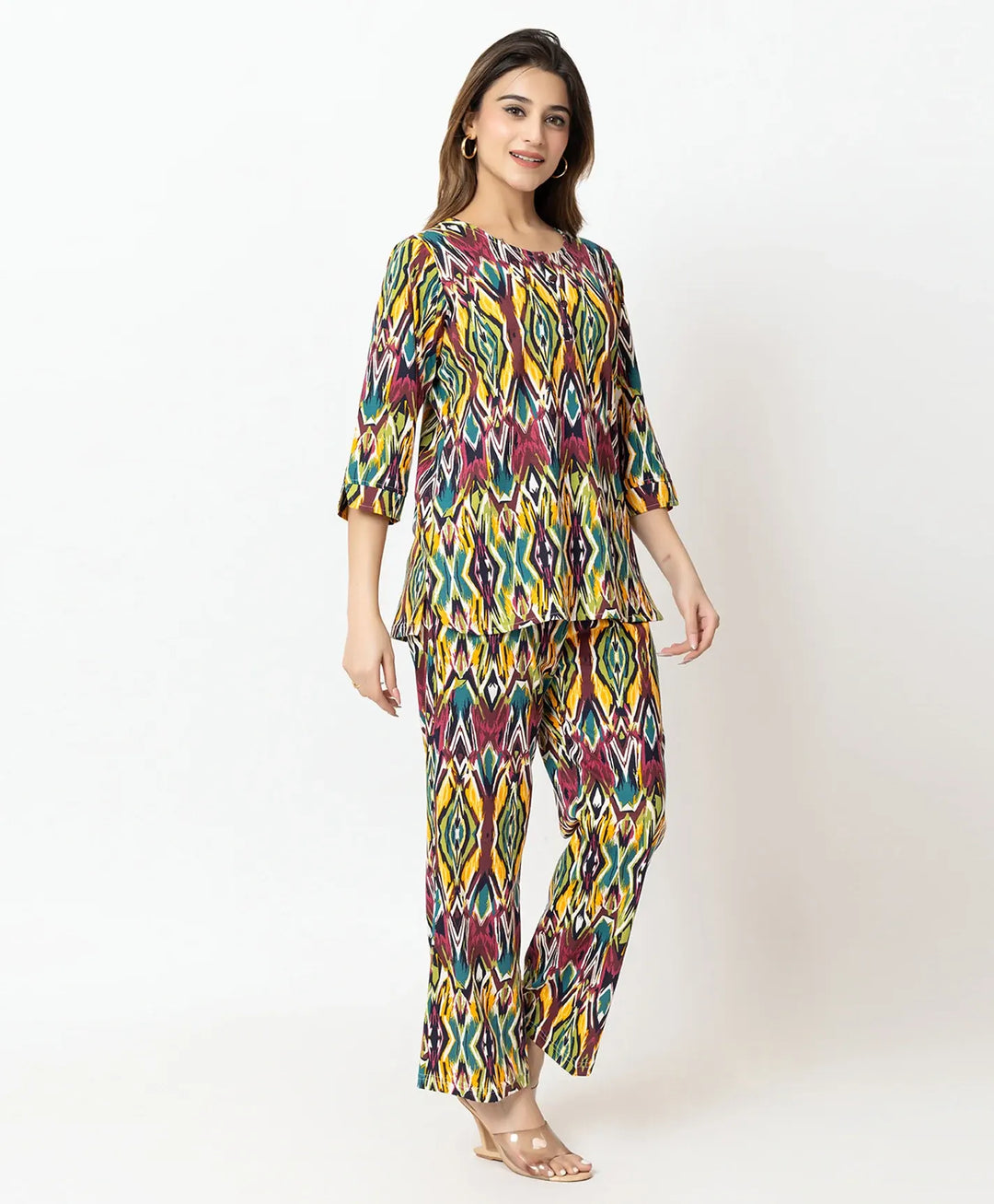 Regular Fit geometric print Co-Ord Set