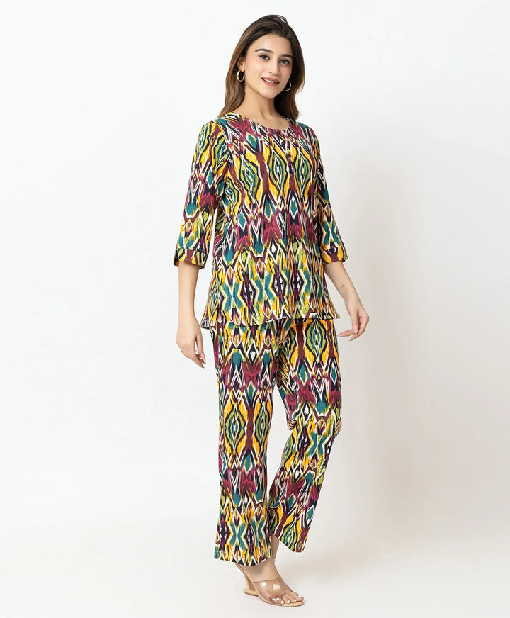 Regular Fit geometric print Co-Ord Set