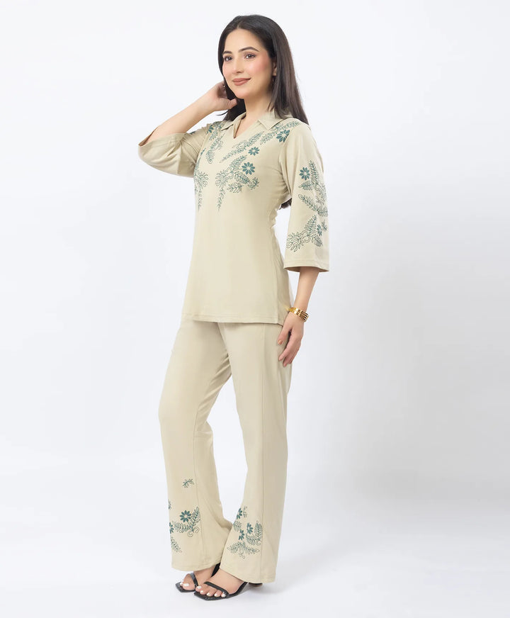 Premium V-Neck Printed Co-Ord Set