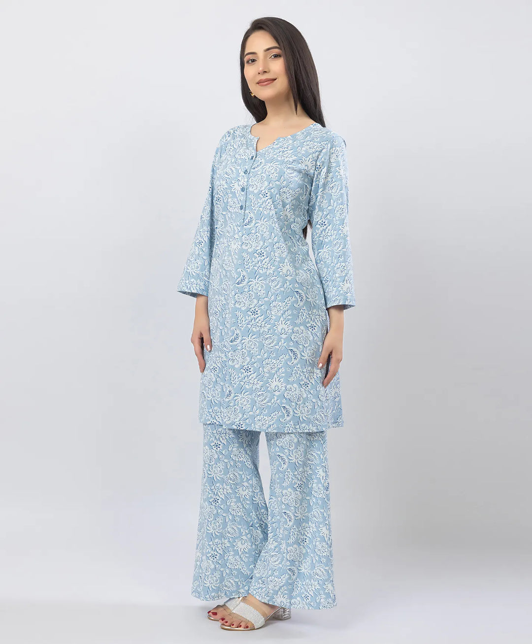 Elegant Printed Kurta & Plazzo Ensemble
