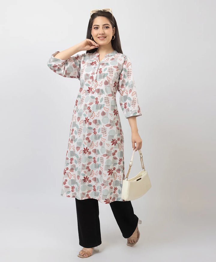 Elegant Printed Straight Fit Long Kurti