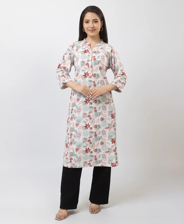 Elegant Printed Straight Fit Long Kurti