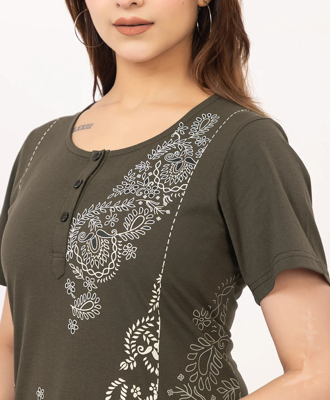 Abstract Botanical Long Top