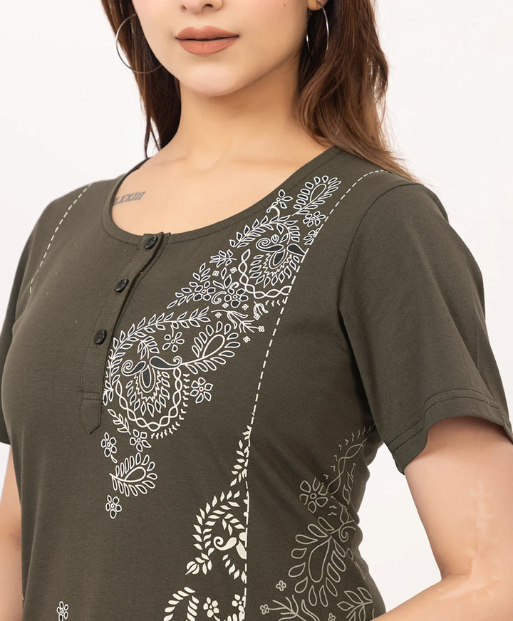 Abstract Botanical Long Top