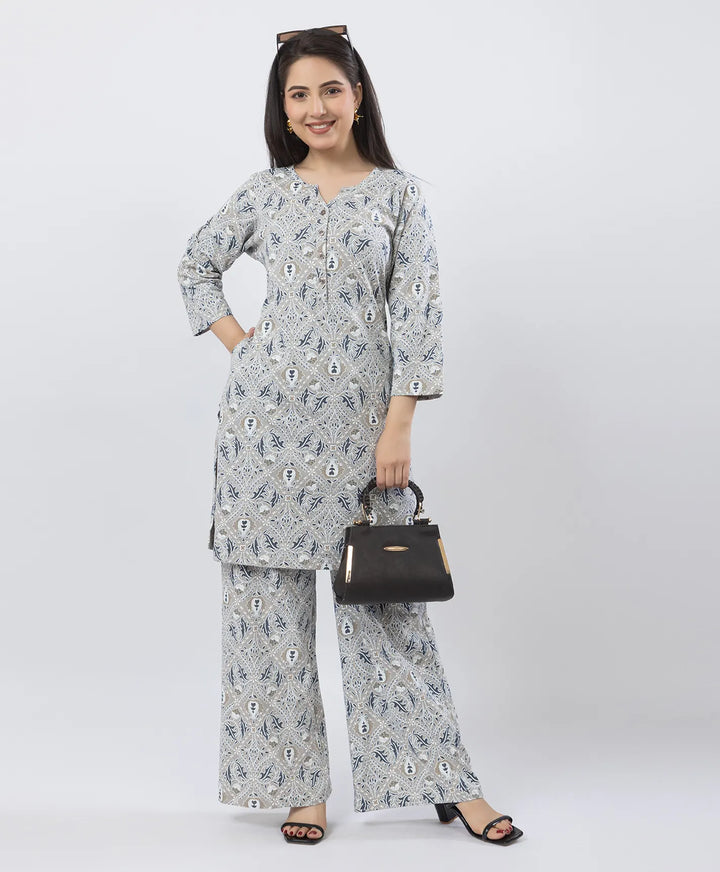 Elegant Printed Kurta & Plazzo Ensemble