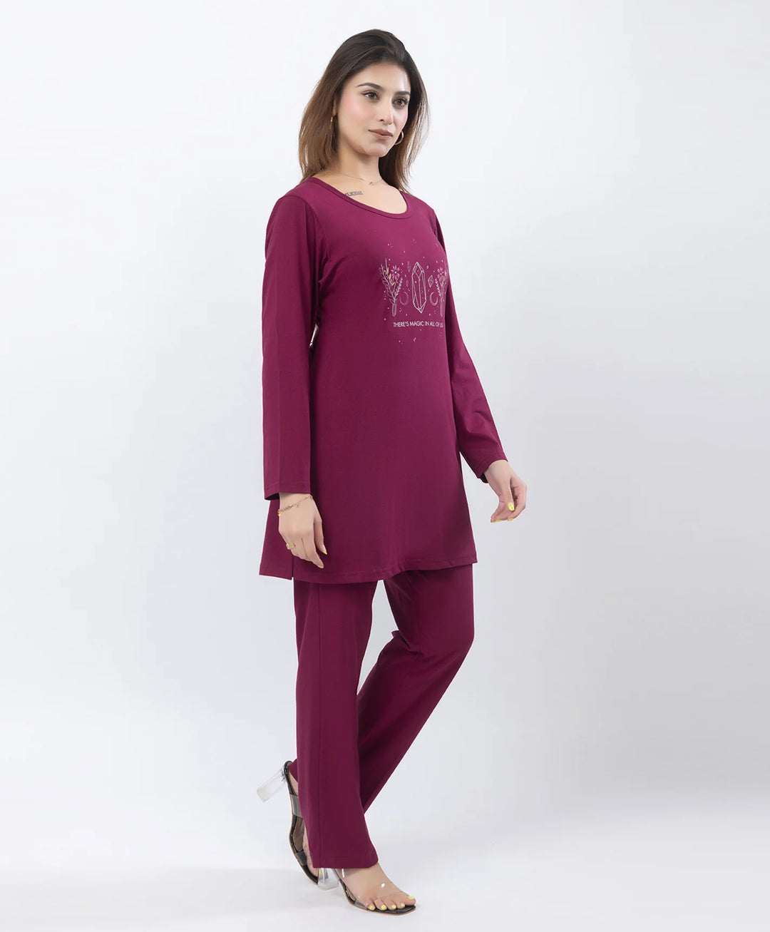 Classic Comfort Fit Printed Full-Sleeve Night Suit