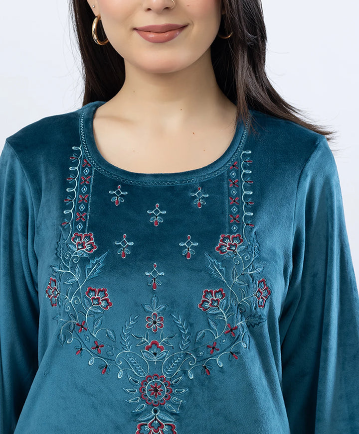 Full-Sleeves Kurta and Straight Fit Lower Set with Round Neck