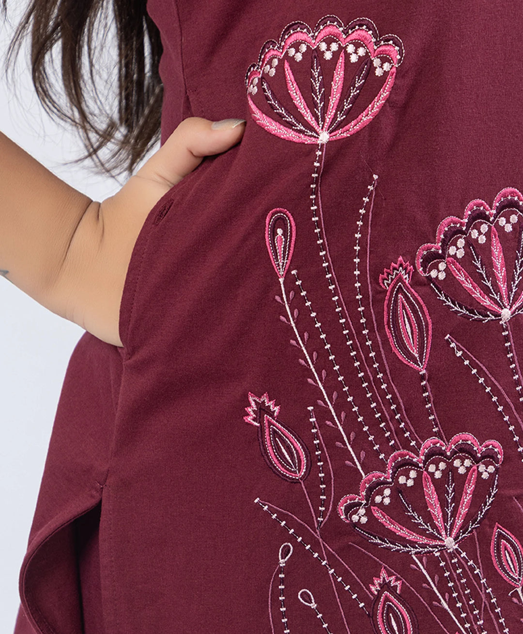 Premium Floral Embroidered Mandarin Collar Kurta Set