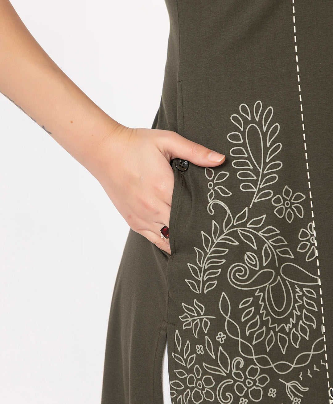 Abstract Botanical Long Top
