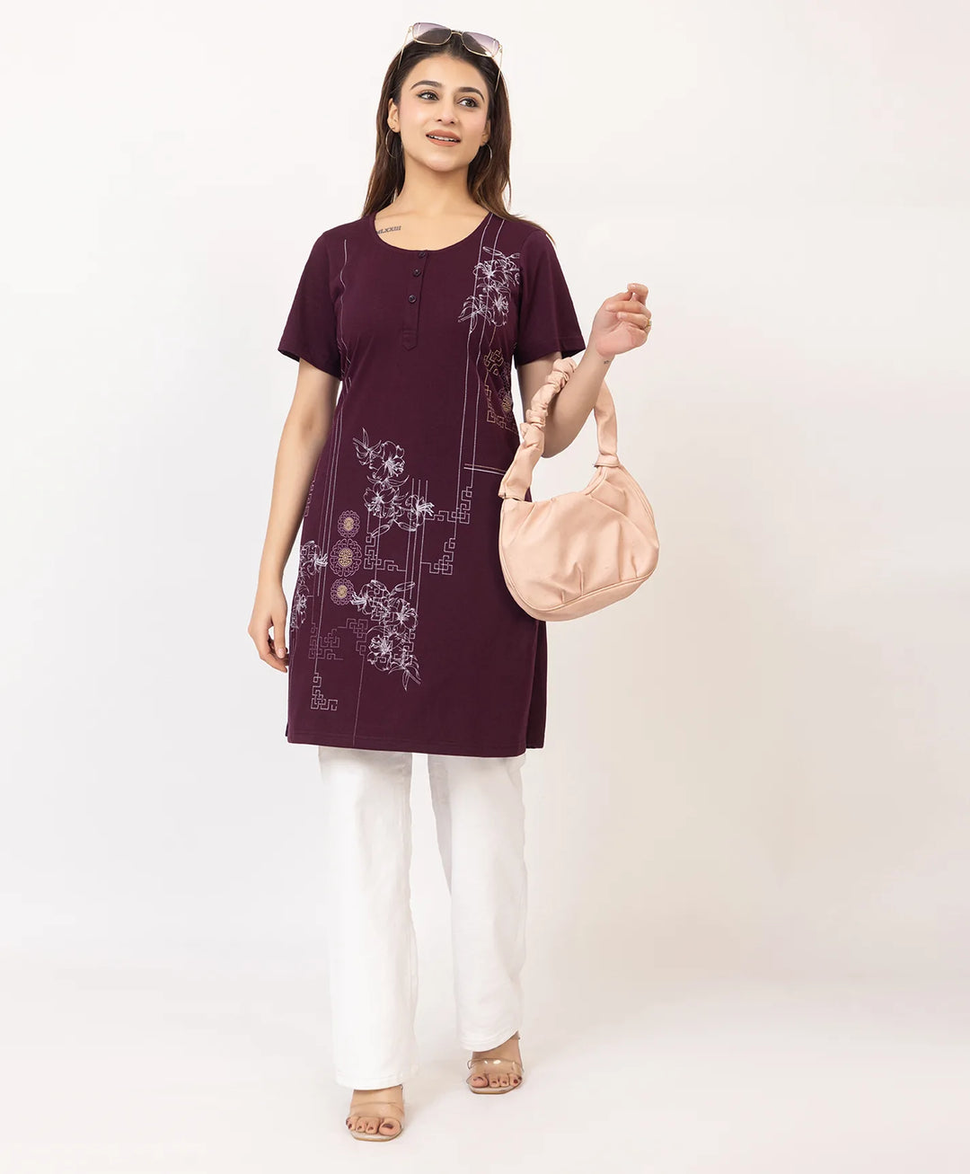 Abstract Botanical Long Top