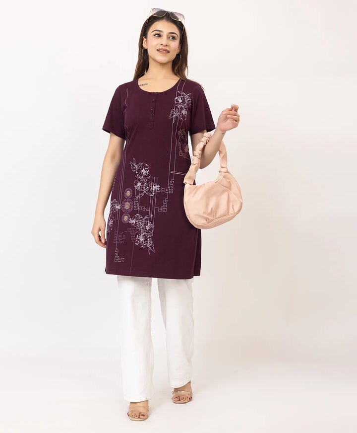 Abstract Botanical Long Top