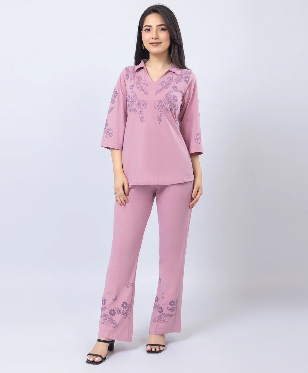 Premium V-Neck Printed Co-Ord Set