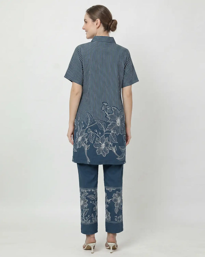 Short Monochrome Bloom Kurta Set