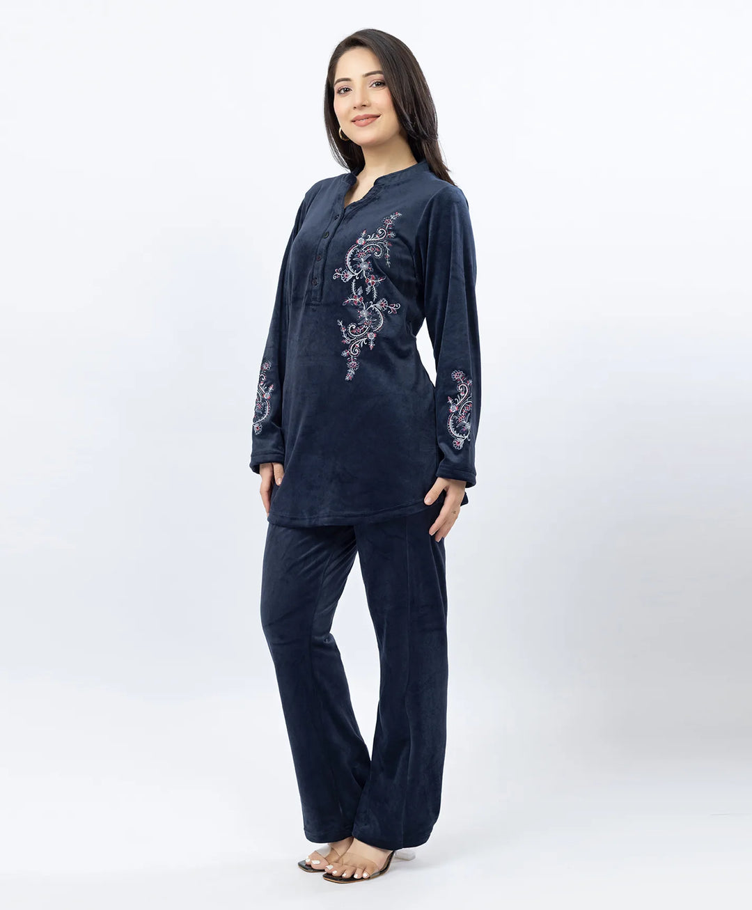 Premium Kurta Set with Band Neck and Sparkle Print