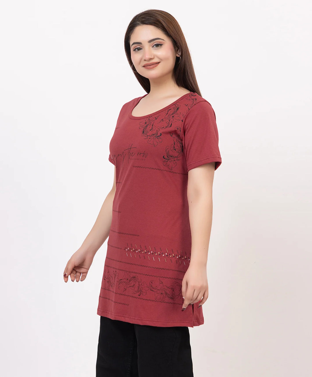 Casual Grace Printed Long Top