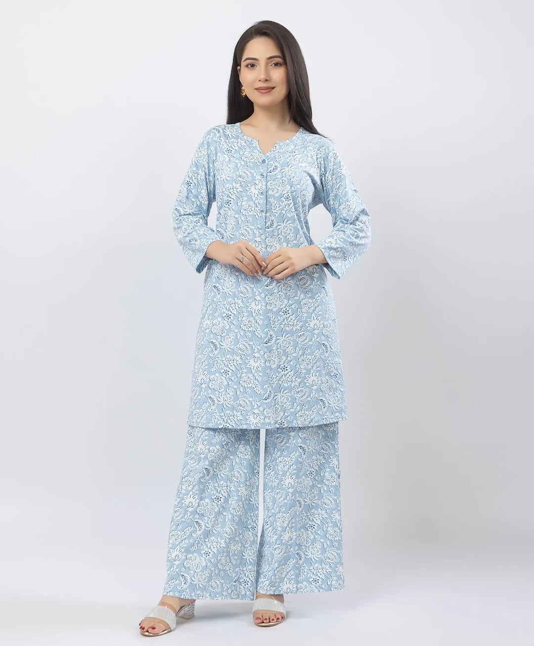 Elegant Printed Kurta & Plazzo Ensemble