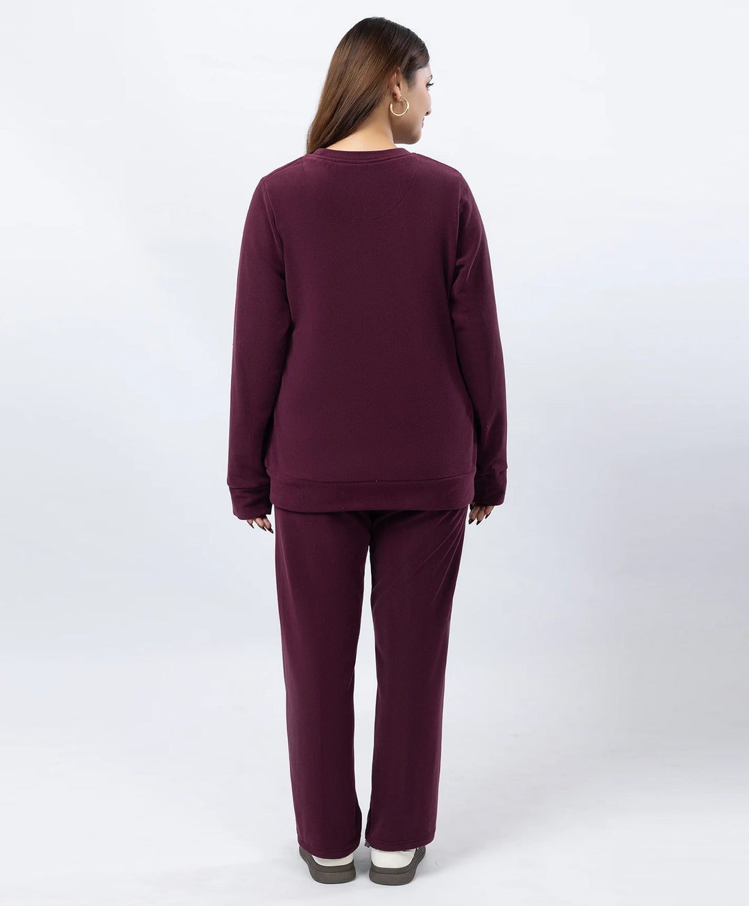 Round Neck Embroidered Tracksuit with Front Pocket