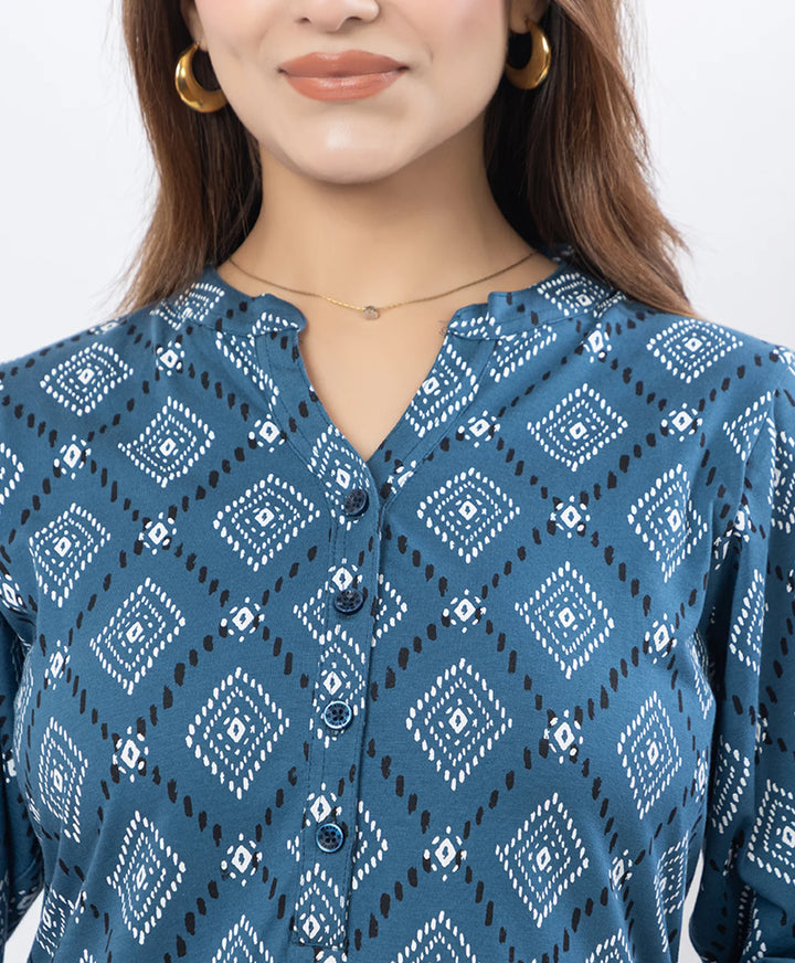 Floral Print Three-Quarter Sleeve Short Kurti