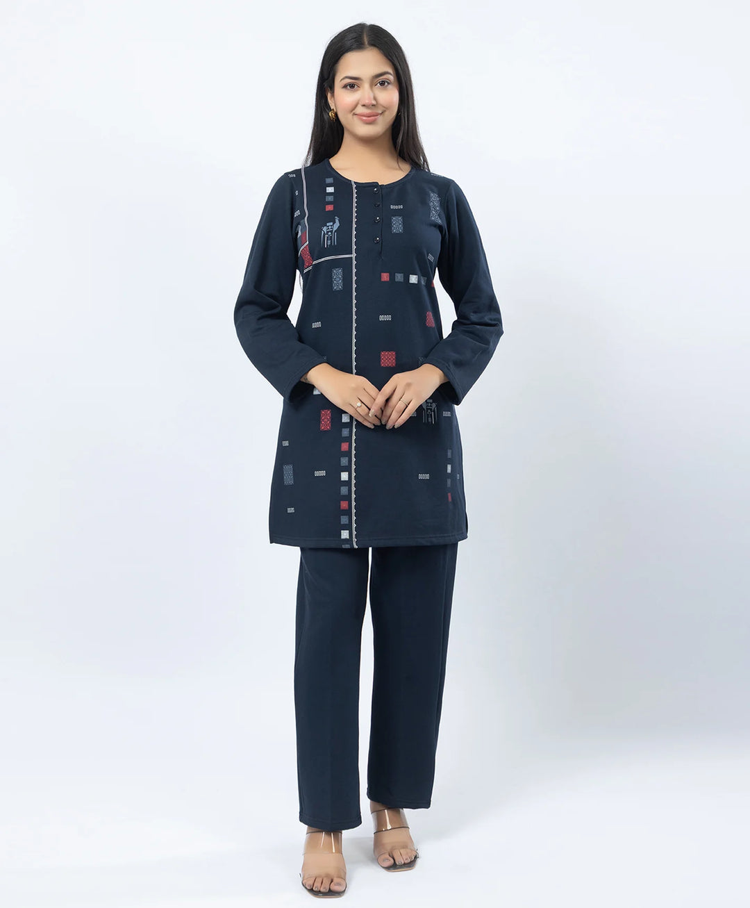 Full Sleeve Open Placket Kurta with Straight Fit Pants
