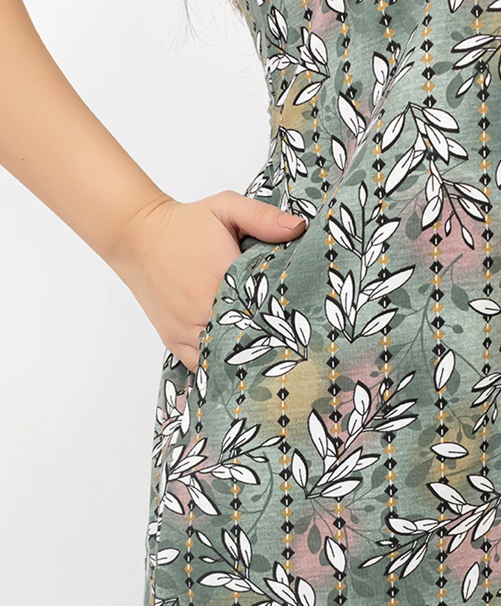 Floral Print Short Sleeve Tunic Kurti