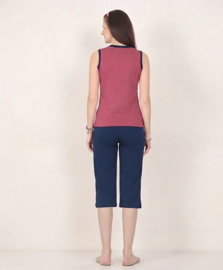 Relaxed Fit Sleeveless Capri Set