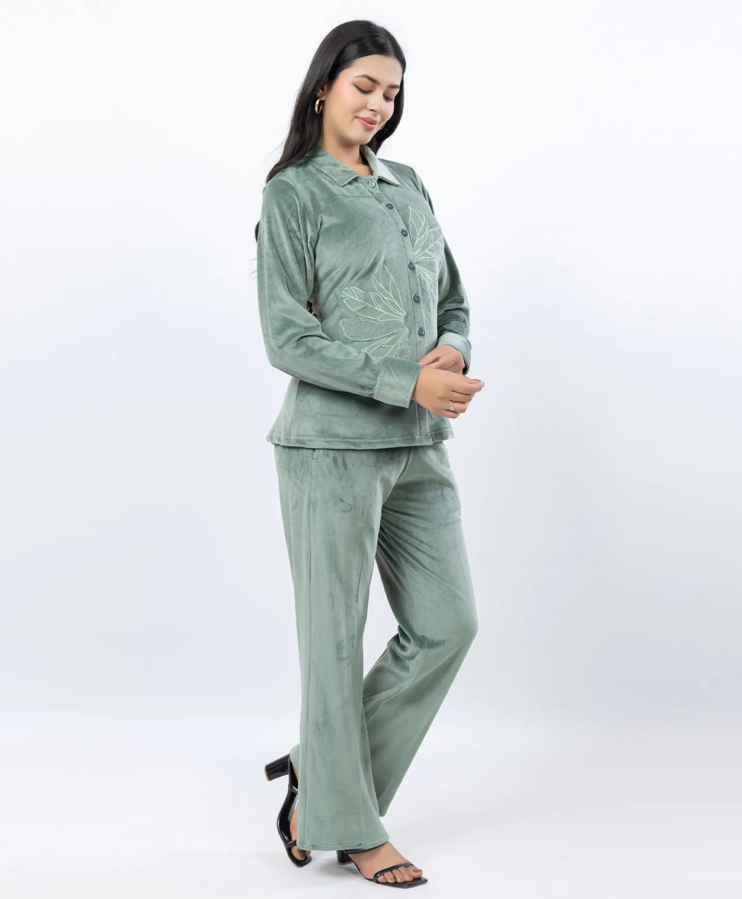 Premium Full Sleeve Casual Collar Button-Down Top and Straight Lower Co-ord Set