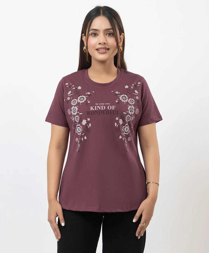 Premium Graphic Print Round Neck Short Sleeve Top