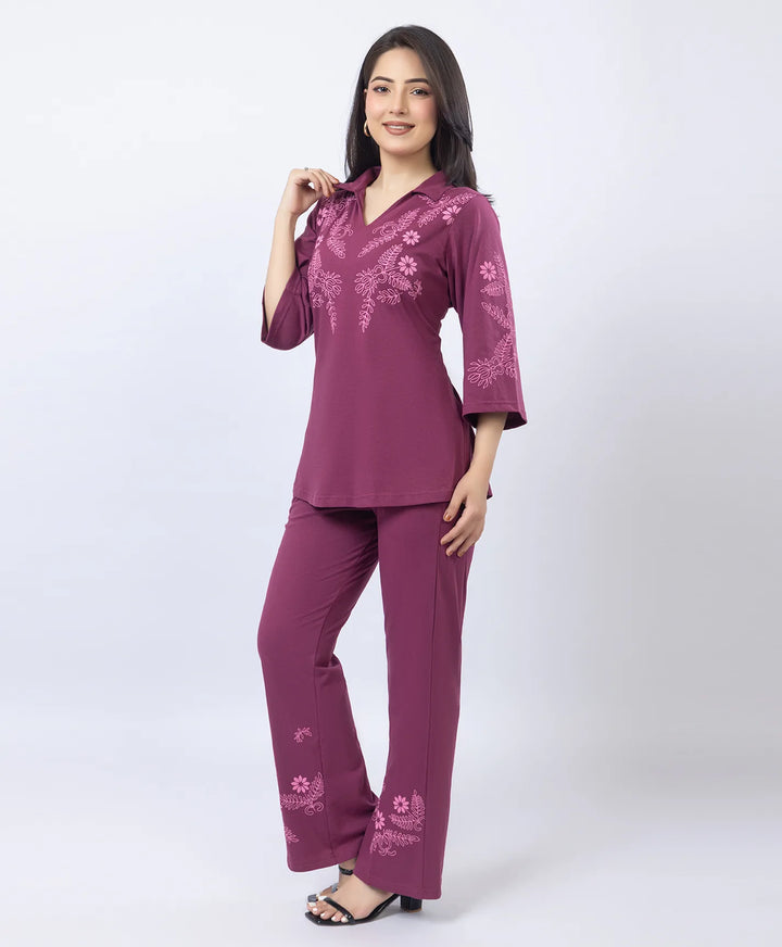 Premium V-Neck Printed Co-Ord Set