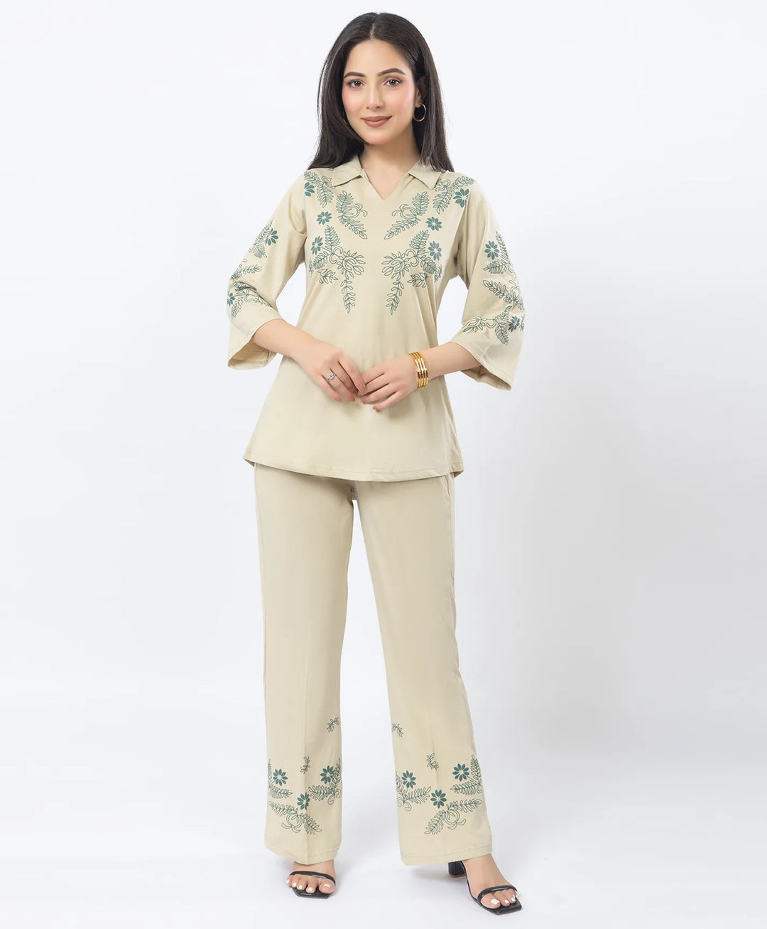 Premium V-Neck Printed Co-Ord Set