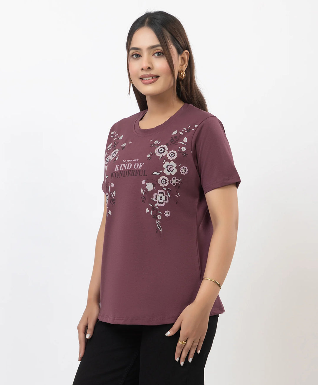 Premium Graphic Print Round Neck Short Sleeve Top