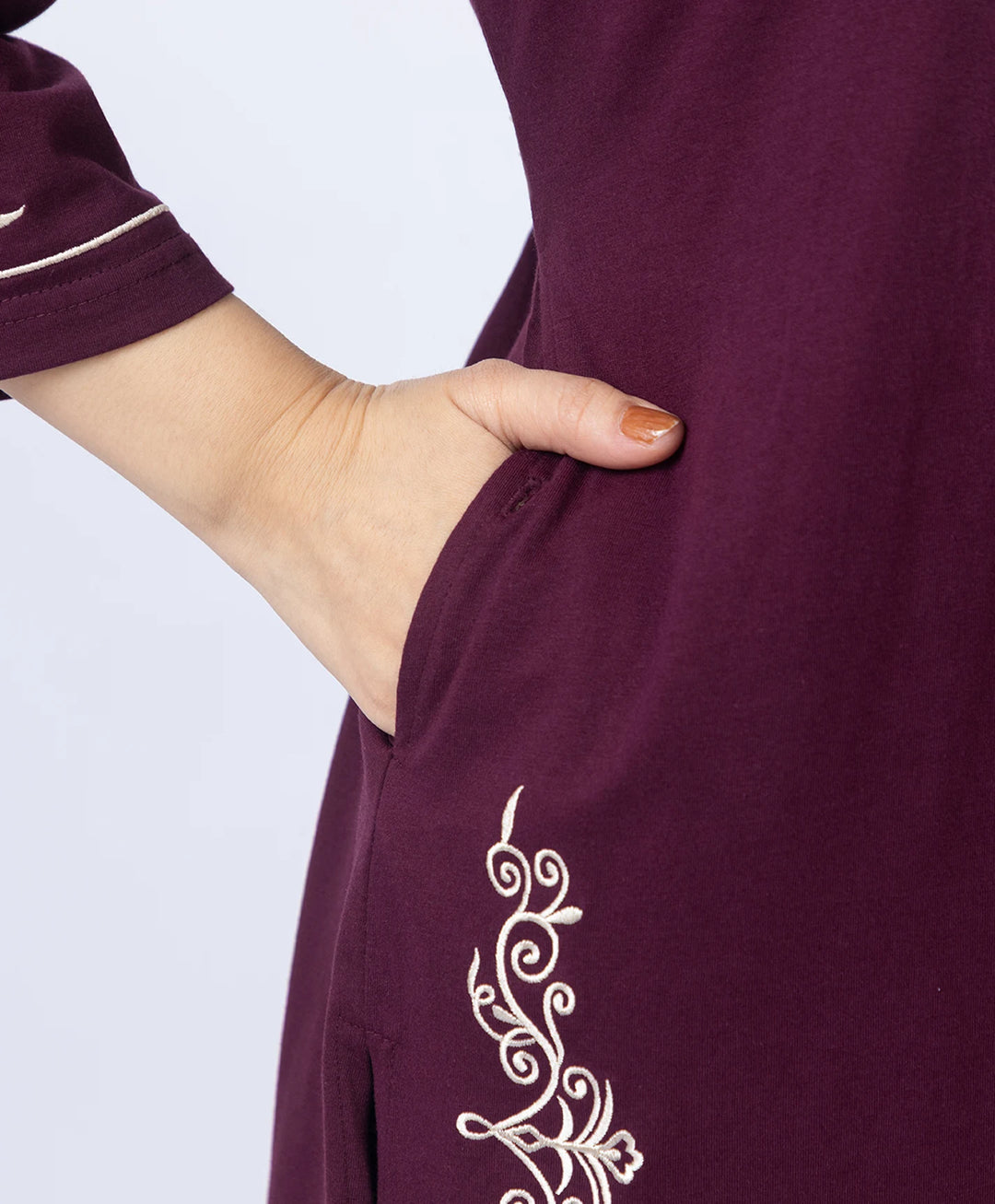 Embroidered V-Slit Straight Kurta Set