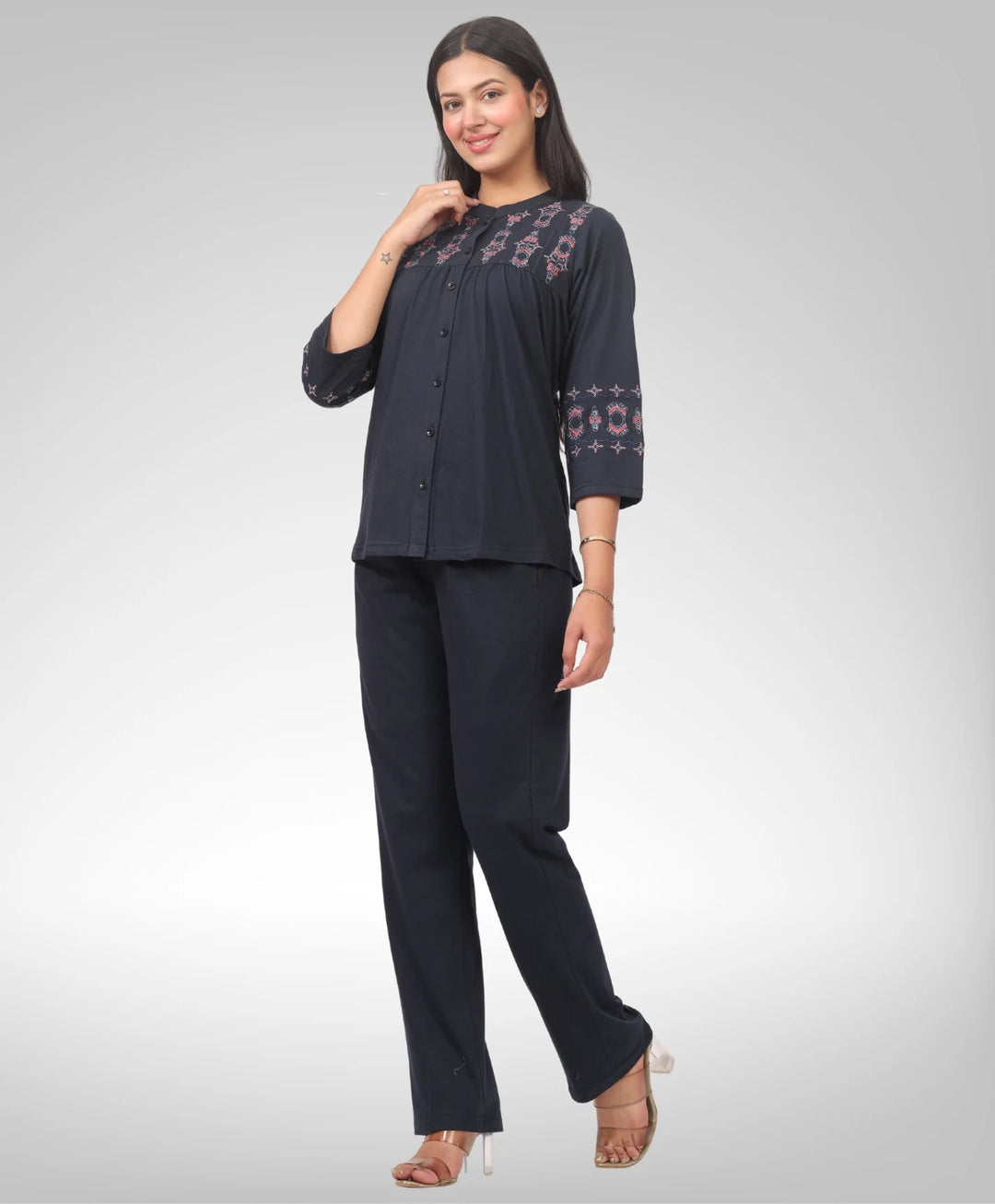 Stylish Embroidered Casual Co-Ord Set