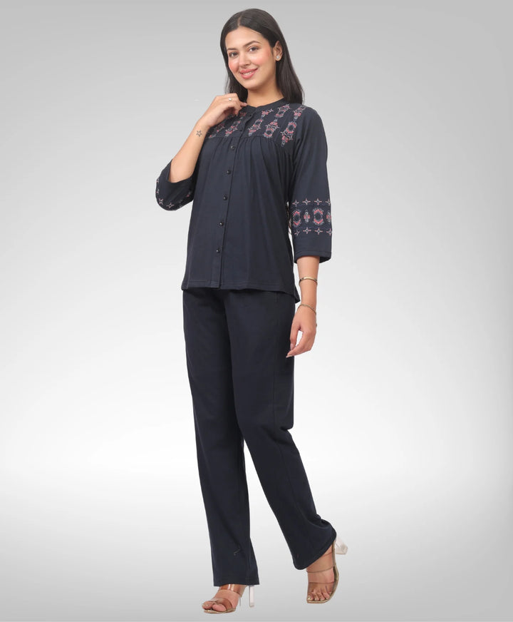 Stylish Embroidered Casual Co-Ord Set