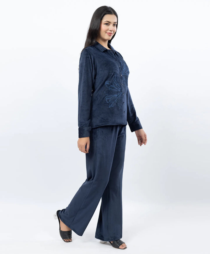 Premium Full Sleeve Casual Collar Button-Down Top and Straight Lower Co-ord Set