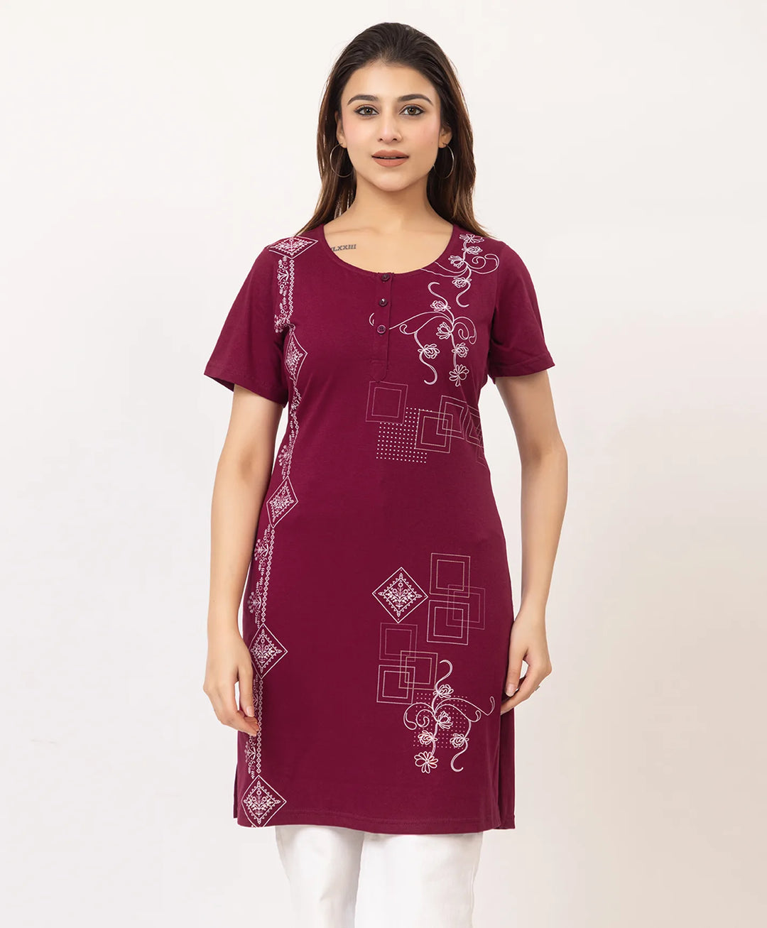 Abstract Botanical Long Top
