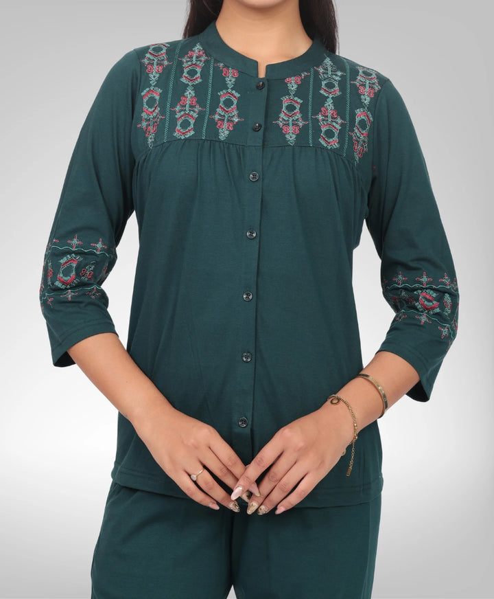Stylish Embroidered Casual Co-Ord Set