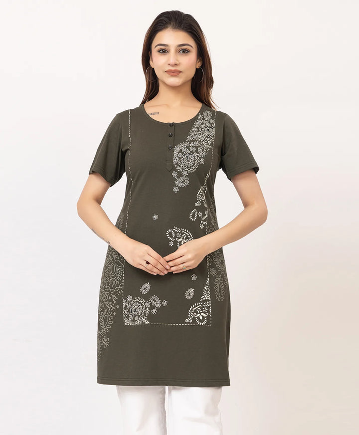 Abstract Botanical Long Top