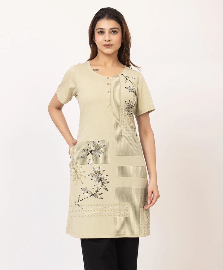 Abstract Botanical Long Top