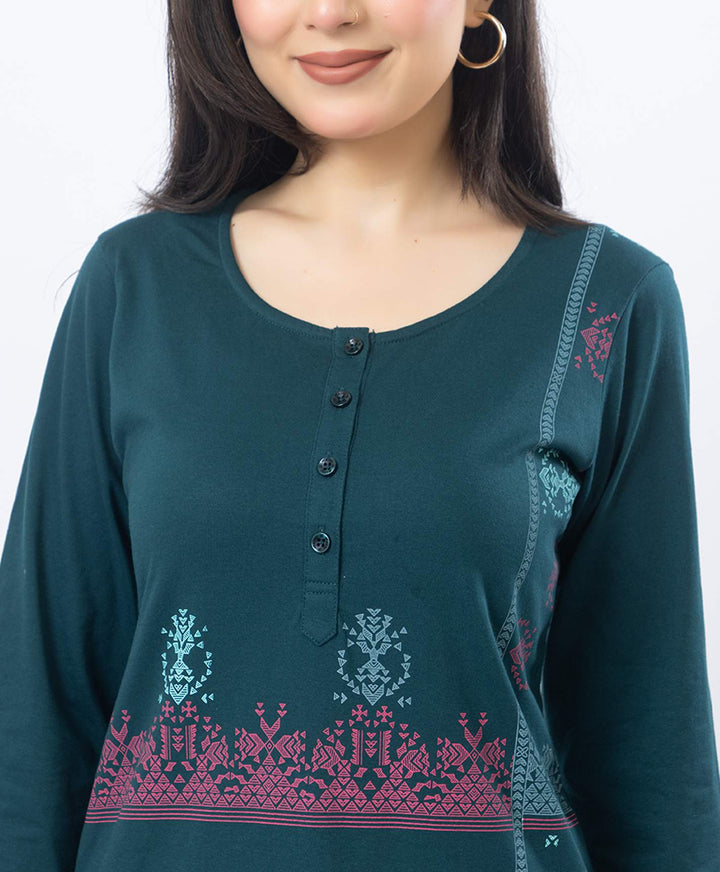 Contemporary Printed Kurta Set with Straight Pants