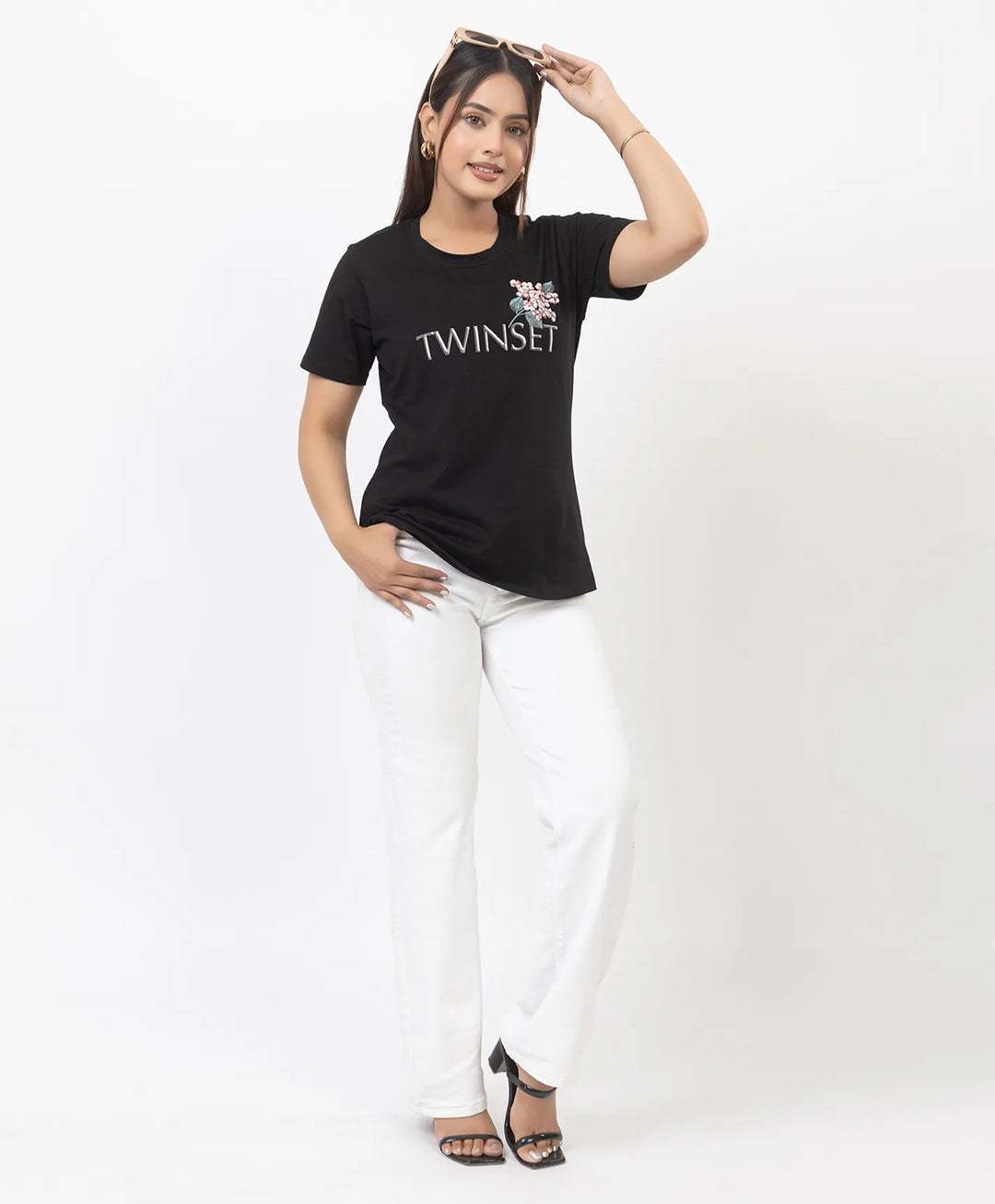 Premium Graphic Print Round Neck Short Sleeve Top