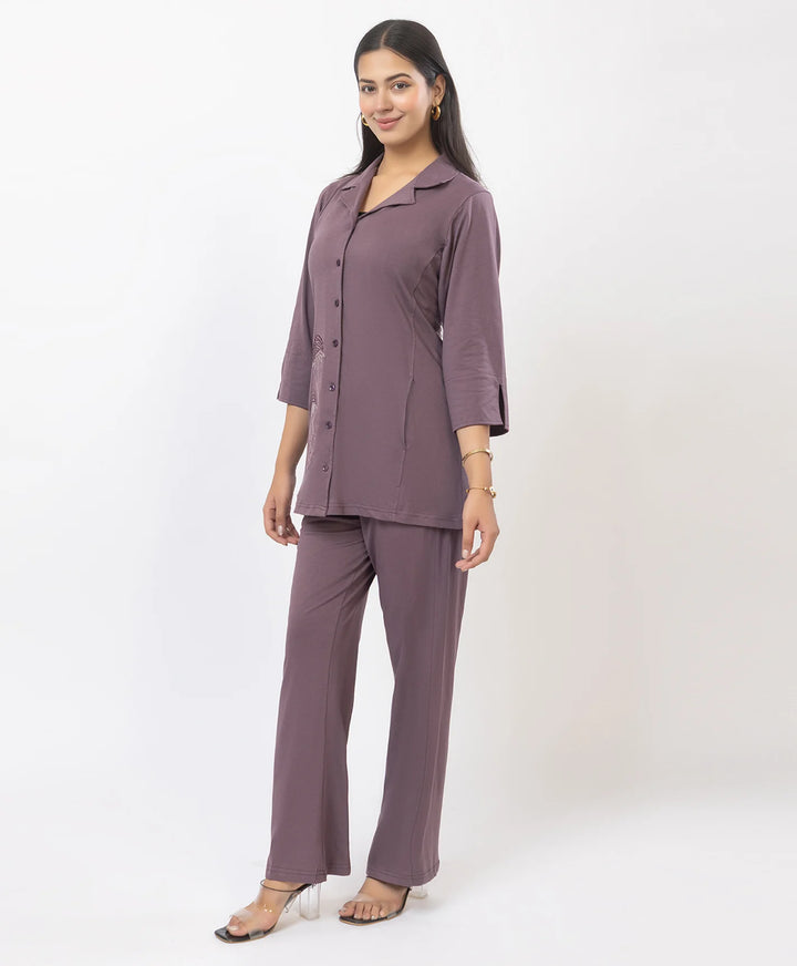 Premium Embroidered Collared Co-Ord Set