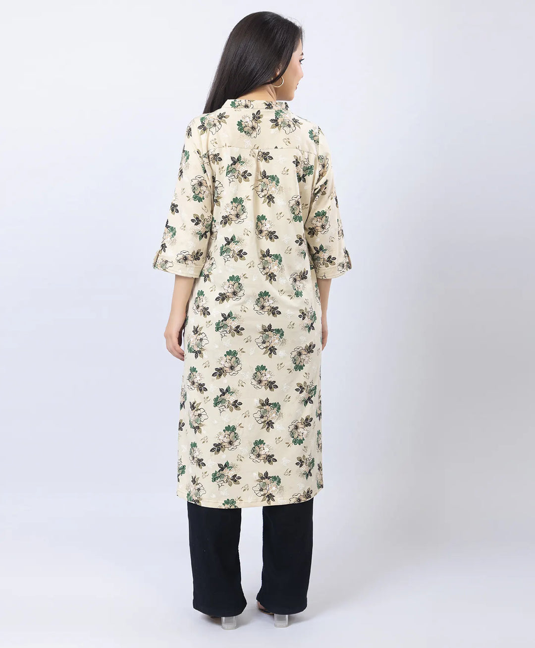 Floral Print Straight Silhouette Long Kurti