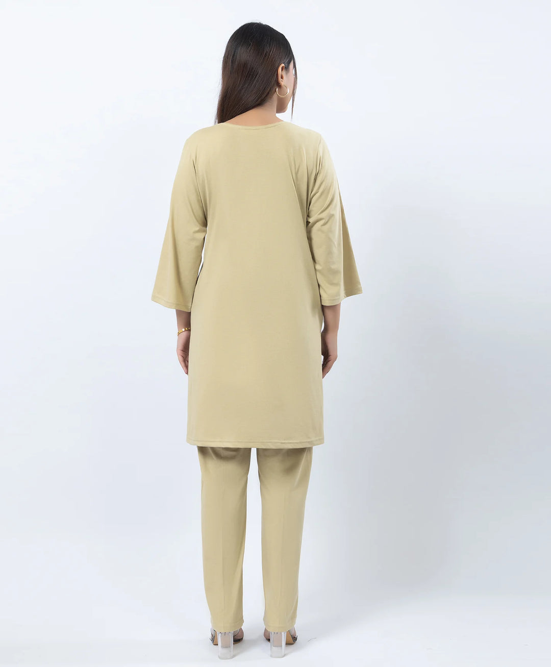 Premium Round Neck Border Printed Kurta Set with Straight-Fit Pants