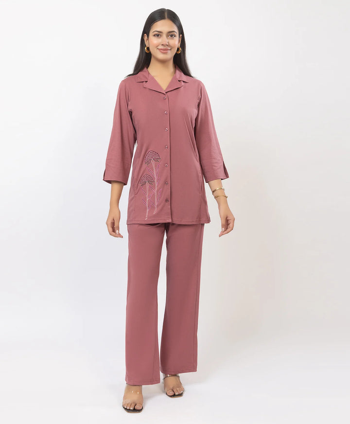 Premium Embroidered Collared Co-Ord Set