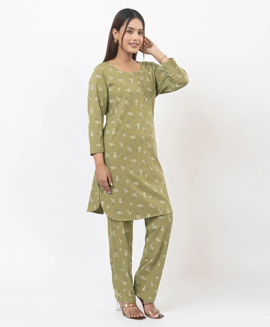 Round Neck All Over Floral Print Kurta Pant Set