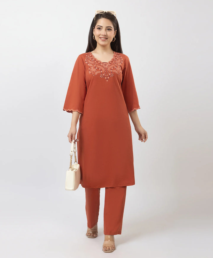 Straight-Cut Embroidered Kurta with Pants