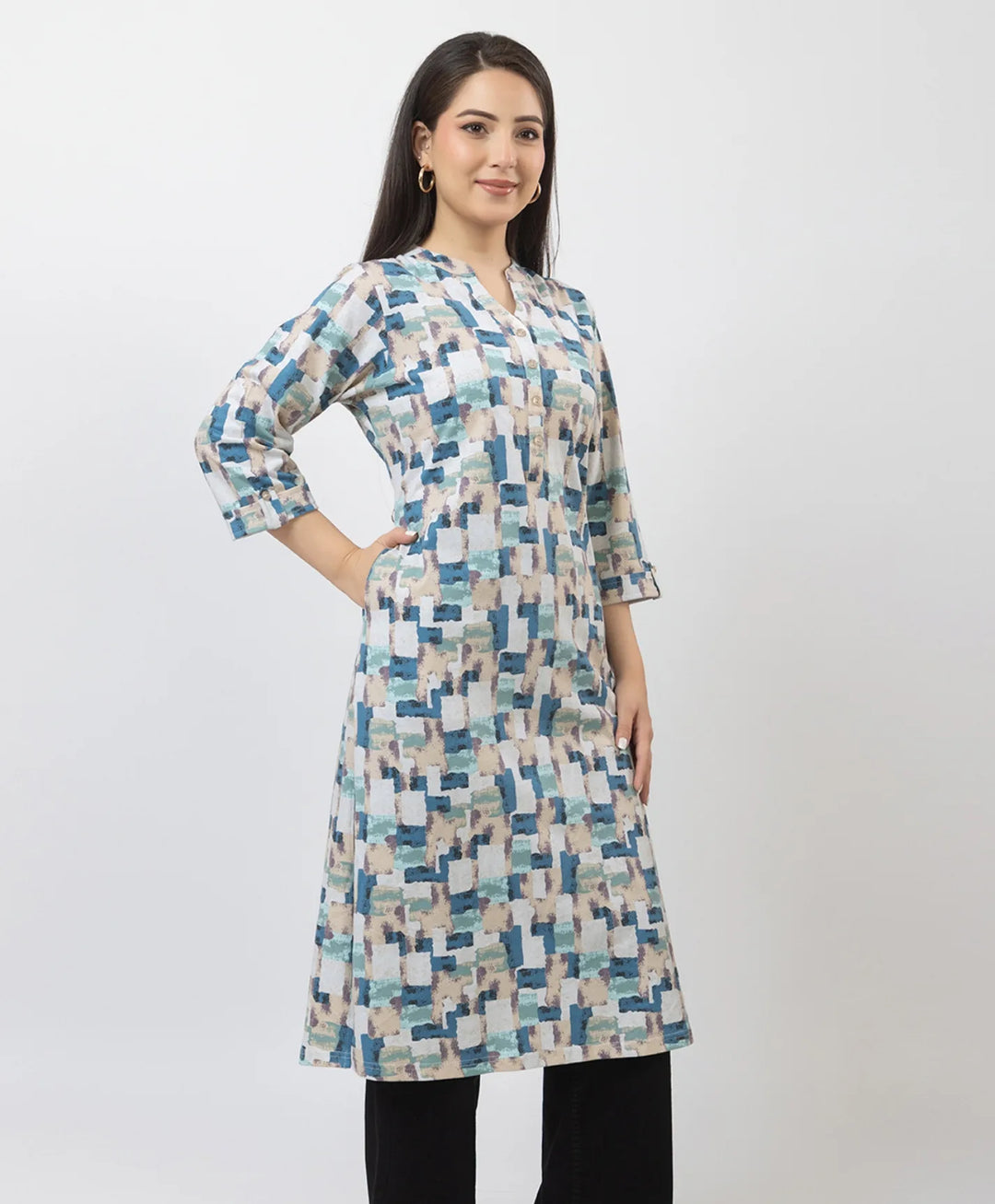 Elegant Printed Straight Fit Long Kurti