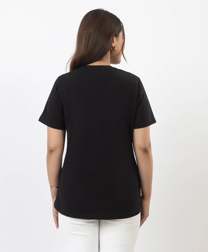 Premium Graphic Print Round Neck Short Sleeve Top